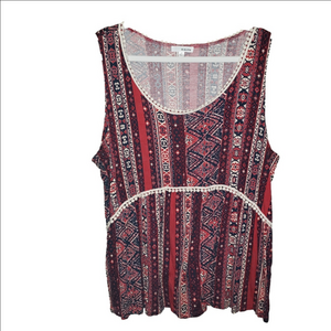 Mauve Tribal Print Tank Top 2X